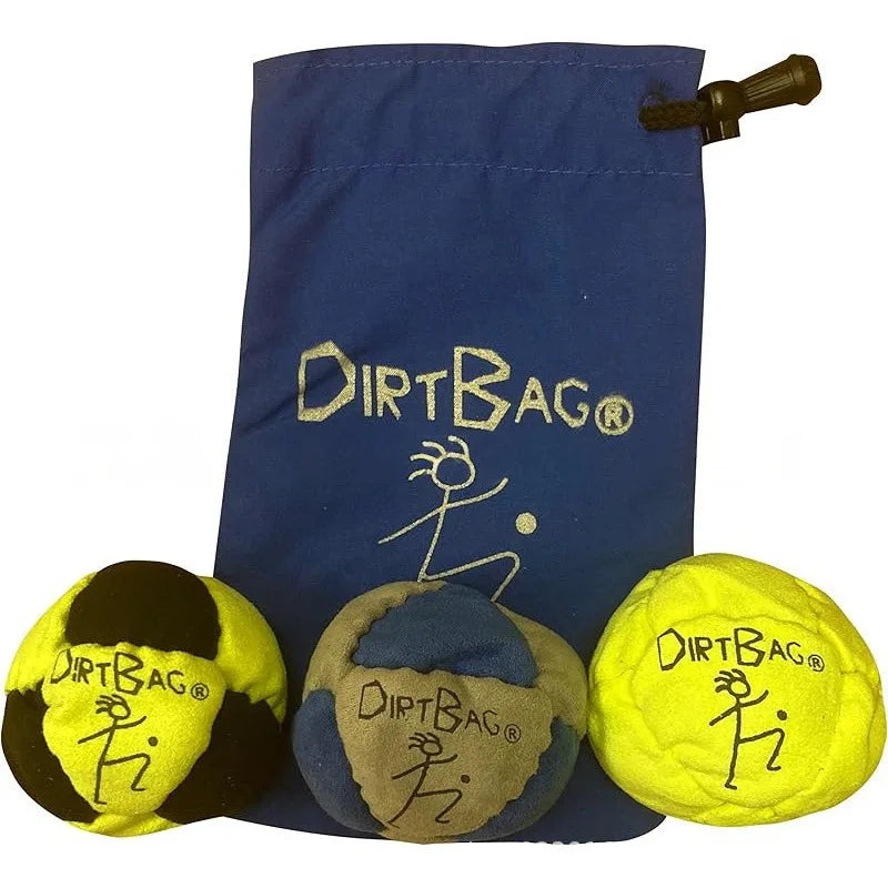 Dirtbag Classic Footbag Hacky Sack 3-Pack with Carry Pouch,Sand-Filled 8-Panel Synthetic Suede Footbag Set for Beginners &Player