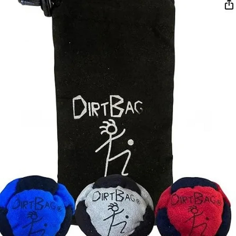 Dirtbag Classic Footbag Hacky Sack 3-Pack with Carry Pouch,Sand-Filled 8-Panel Synthetic Suede Footbag Set for Beginners &Player
