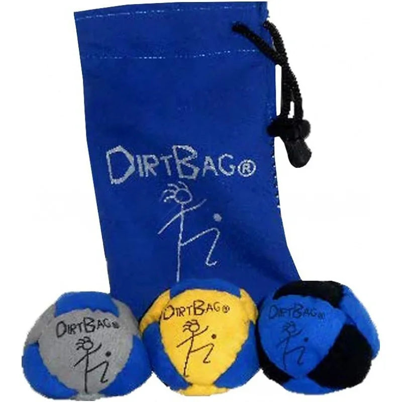 Dirtbag Classic Footbag Hacky Sack 3-Pack with Carry Pouch,Sand-Filled 8-Panel Synthetic Suede Footbag Set for Beginners &Player